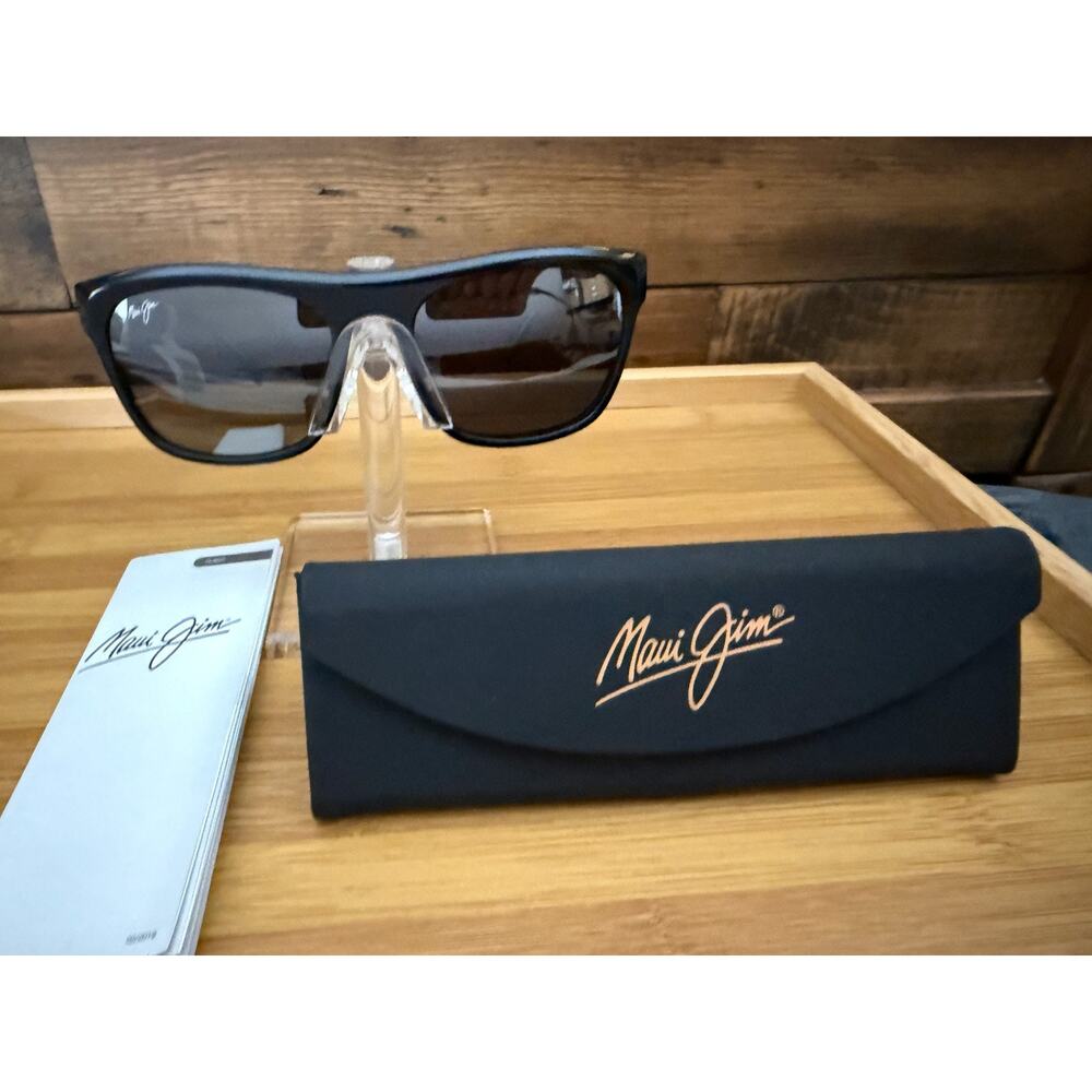 Maui Jim S-Turns 872-02 Sunglasses Unisex Black Wrap Grey Made in Italy - Picture 2 of 5